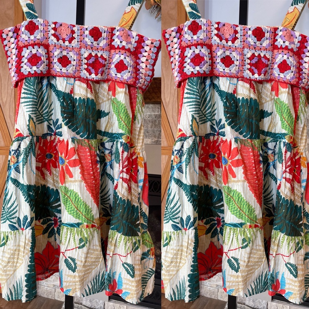 New Anhropologie x Farm Rio Crochet Mini Dress sz small - Picture 5 of 9